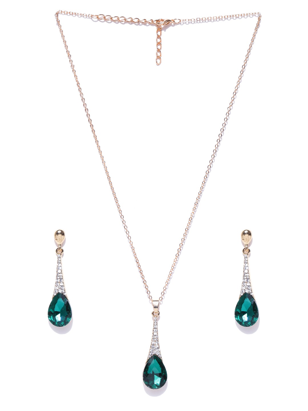 YouBella Gold-Toned  Green Stone-Studded Jewellery Set